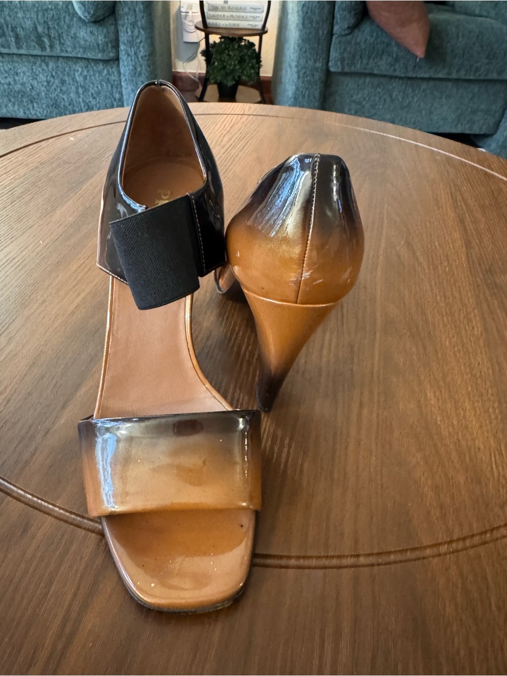 Prada Brown Ombre Patent Leather High Heel Sandals with dust bags - Size 39.5 - Picture 4 of 8